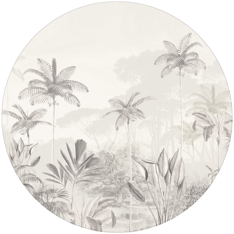 Ronde Wandstickers - Tropical Wilderness beige