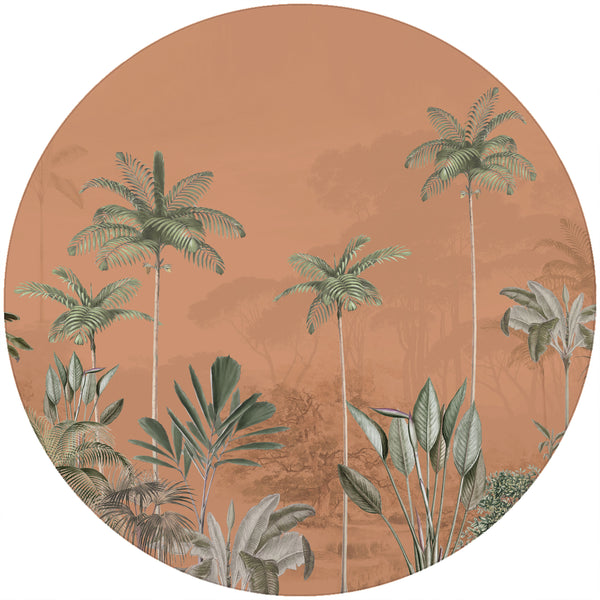 Sticker mural rond - Tropical Wilderness - gingembre