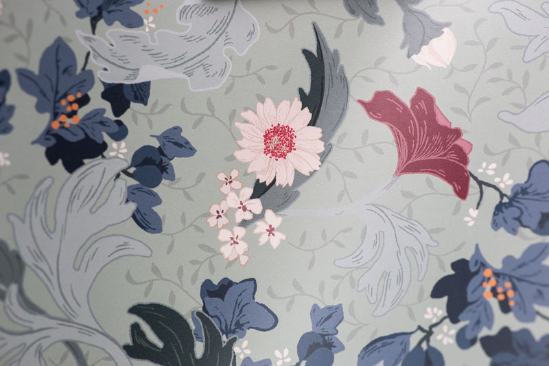 Wallpaper on roll - Feline Forest Flowers