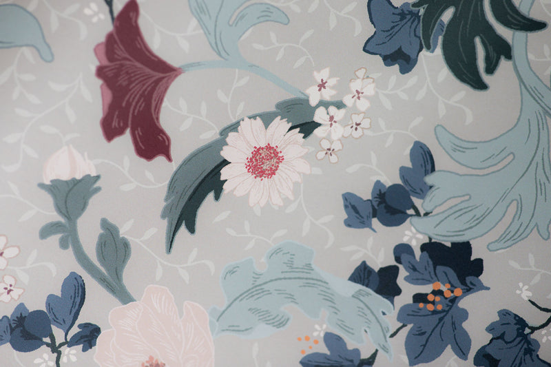 Wallpaper on roll - Feline Forest Flowers beige