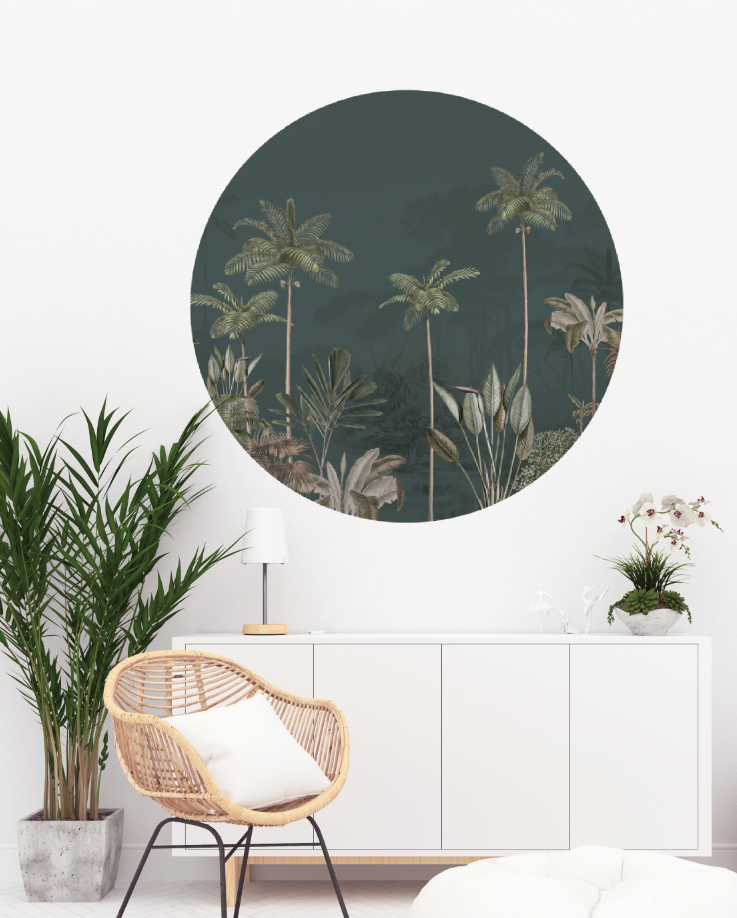 Ronde wandsticker - Tropical Wilderness donker