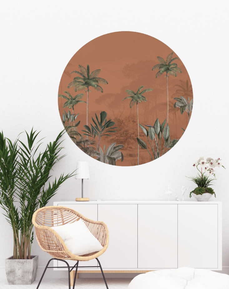 Sticker mural rond - Tropical Wilderness - gingembre