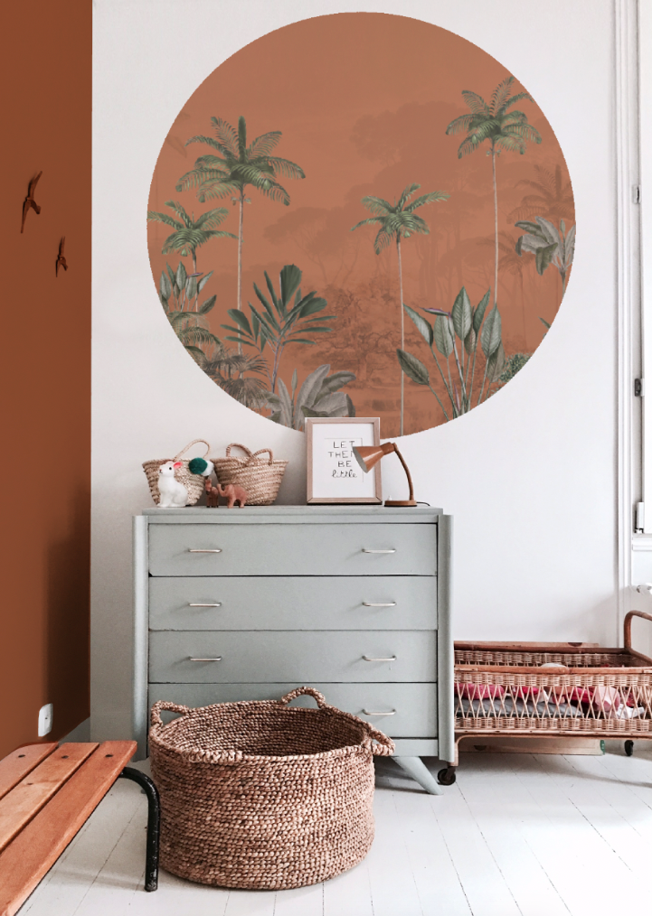Sticker mural rond - Tropical Wilderness - gingembre