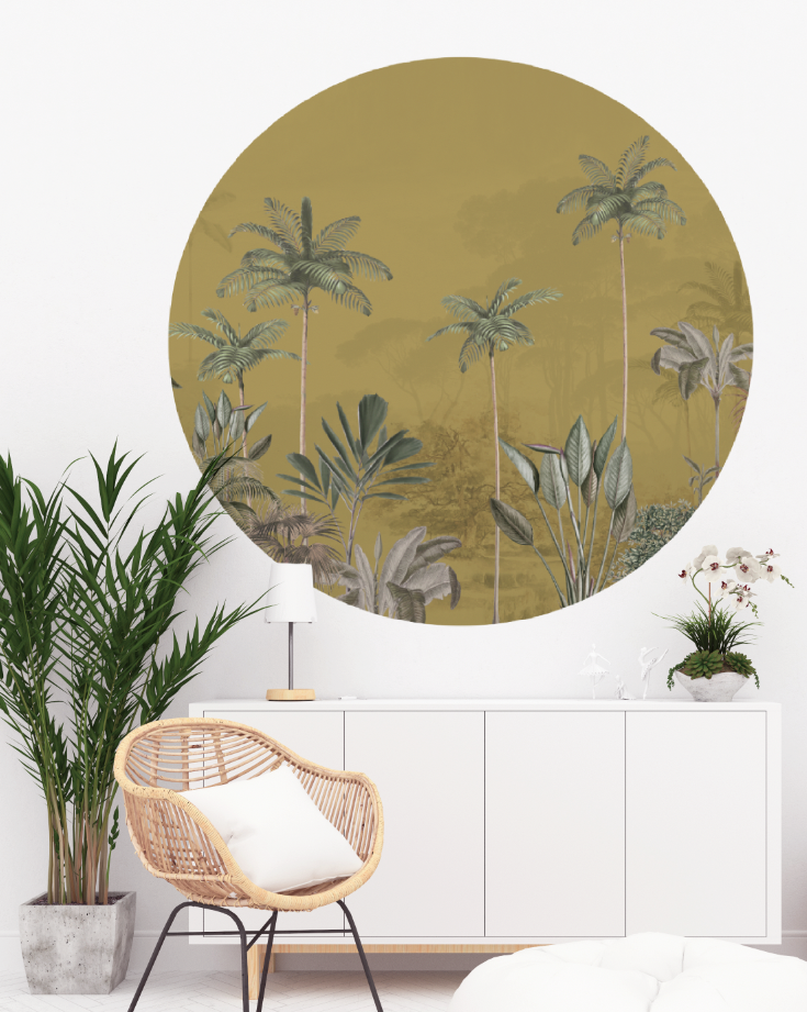 Ronde wandsticker - Tropical Wilderness ochre