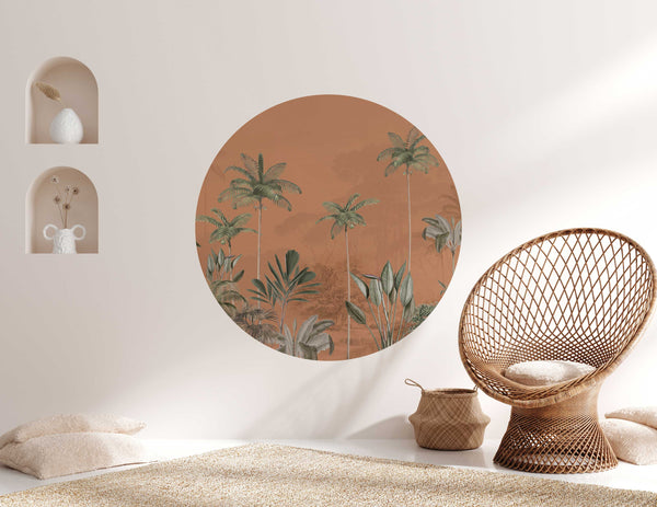 Sticker mural rond - Tropical Wilderness - gingembre