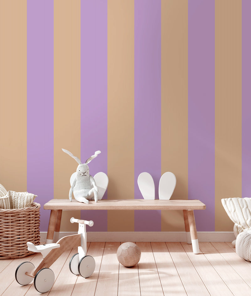 Papel pintado en rollo - Adeline Stripe beige/lila