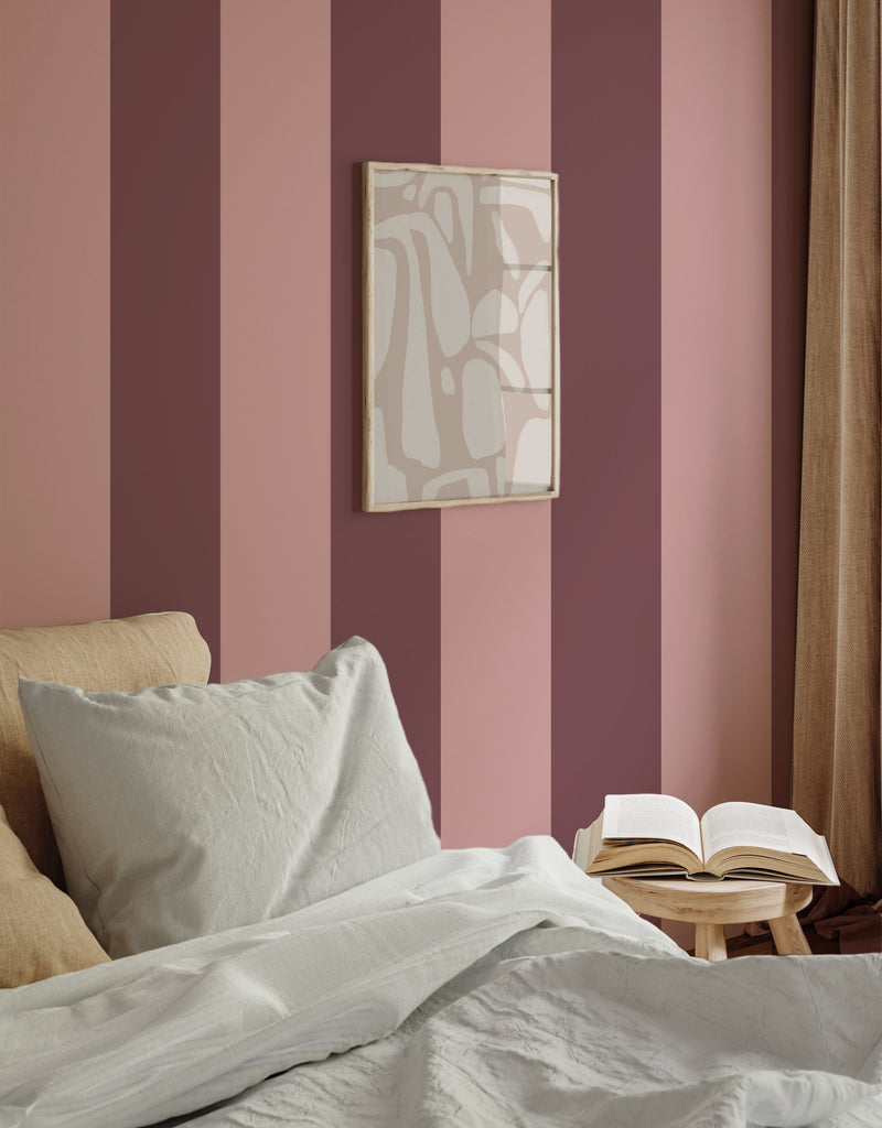 Wallpaper on roll - Adeline Stripe pink/aubergine