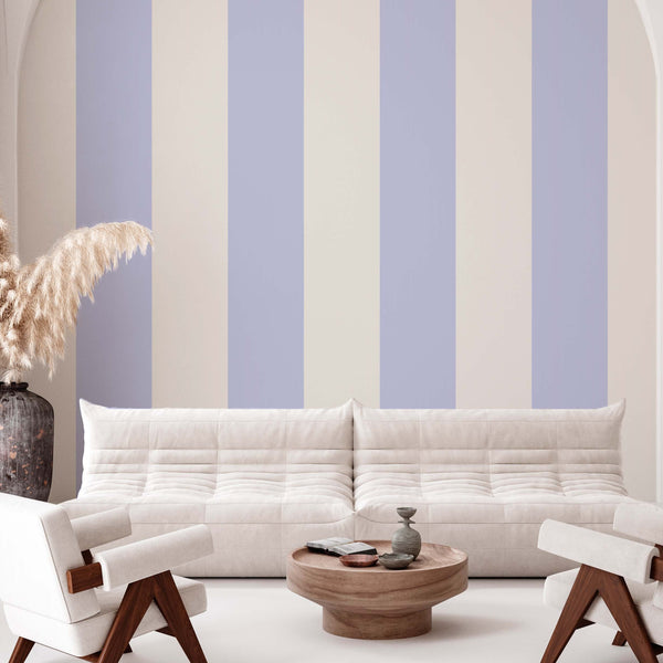 Wallpaper on roll - Adeline Stripe White/Light Blue