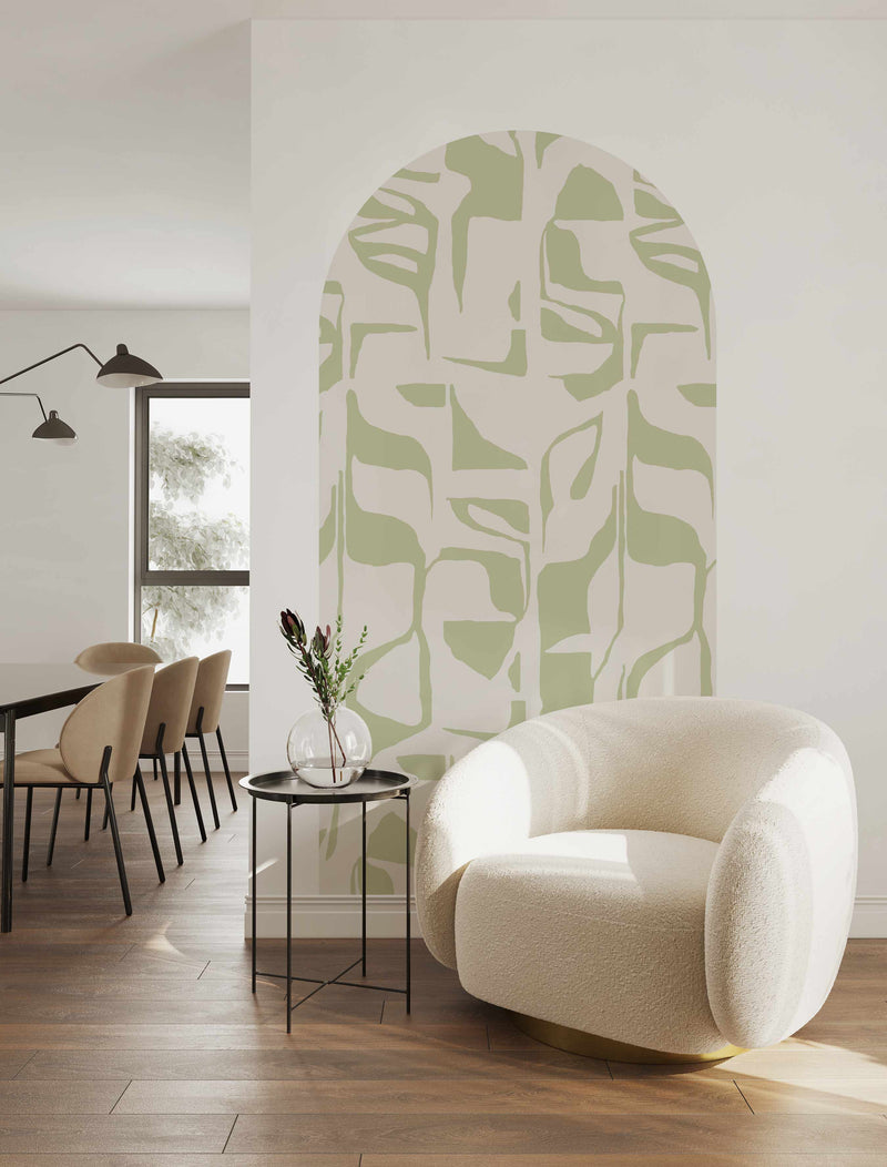 Peel and stick Arch Wallpaper Decal - Aurora Blocks Green