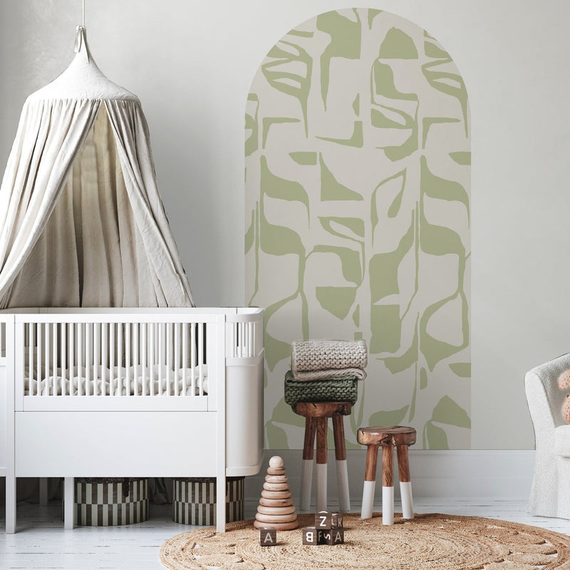 Peel and stick Arch Wallpaper Decal - Aurora Blocks Green