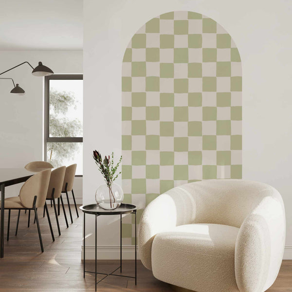 Décoller et coller Arch Wallpaper Decal - Check Mate Green