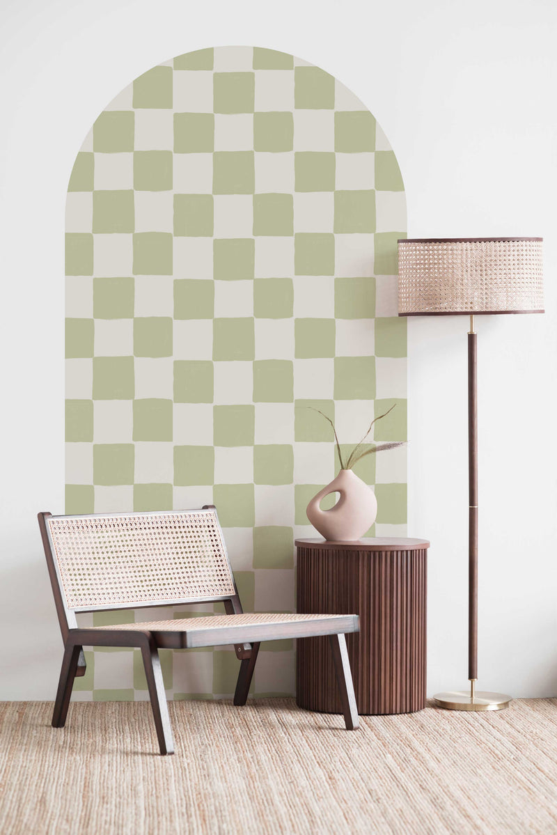 Décoller et coller Arch Wallpaper Decal - Check Mate Green