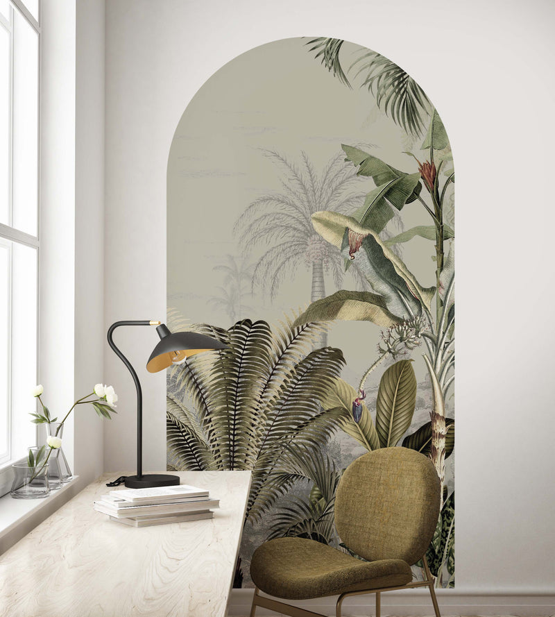 Peel and stick Arch Wallpaper Decal - Dreamy Jungle Green