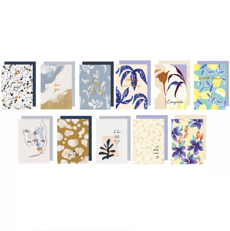 Set 11 Tarjetas de Felicitación - ABSTRACT & ARTY BOTANICS