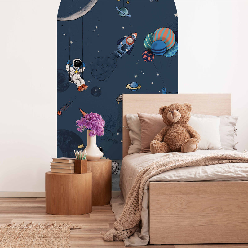 Peel and stick Arch Wallpaper Decal - Into the galaxy dark