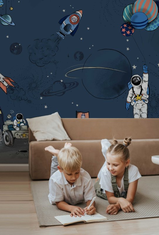 Papier peint astronaute - INTO THE GALAXY - foncé