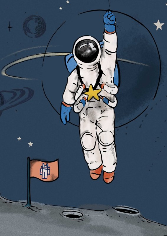 Astronauten-Hintergrundbild – INTO THE GALAXY – dunkel