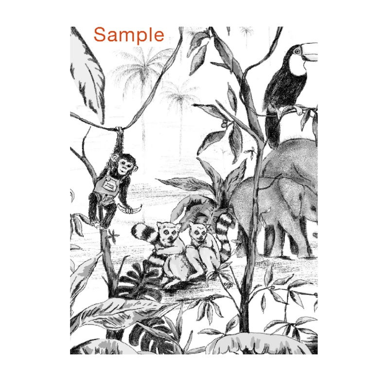 Jungle Behang - Wandgrote afbeelding - JUNGLE zwart/wit