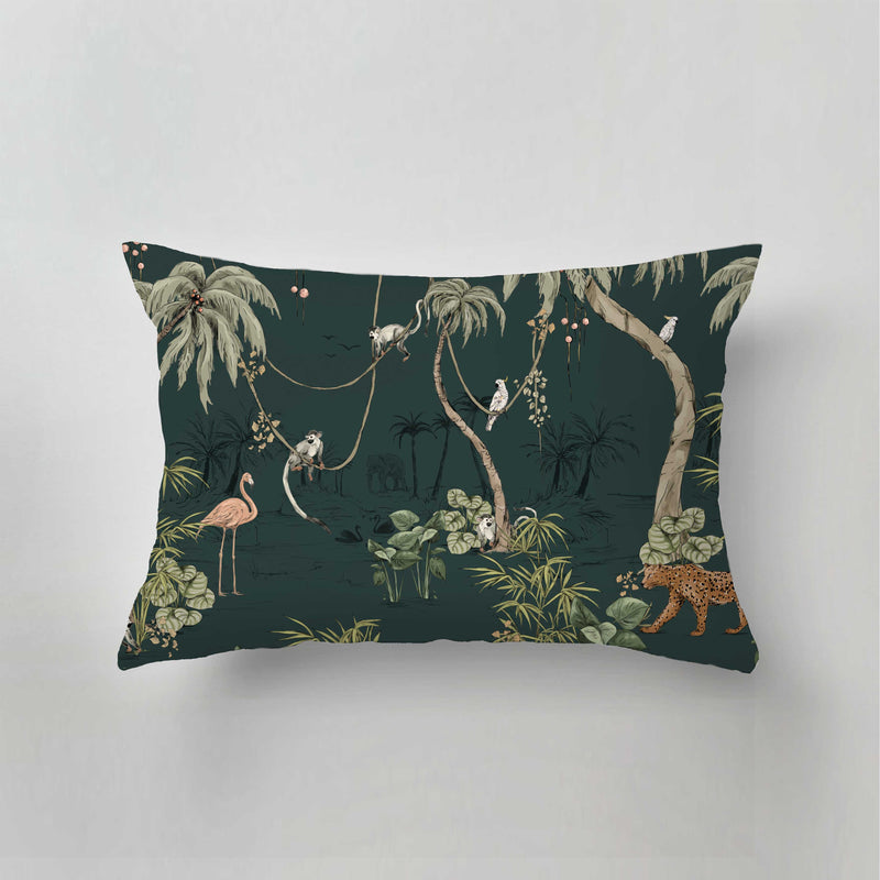 Coussin d'intérieur - JUNGLE JAZZ sarcelle foncé