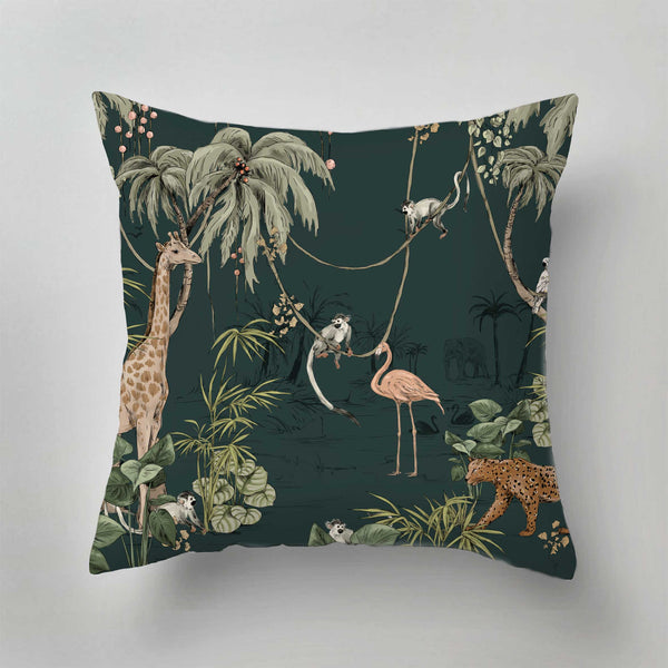 Coussin d'intérieur - JUNGLE JAZZ sarcelle foncé