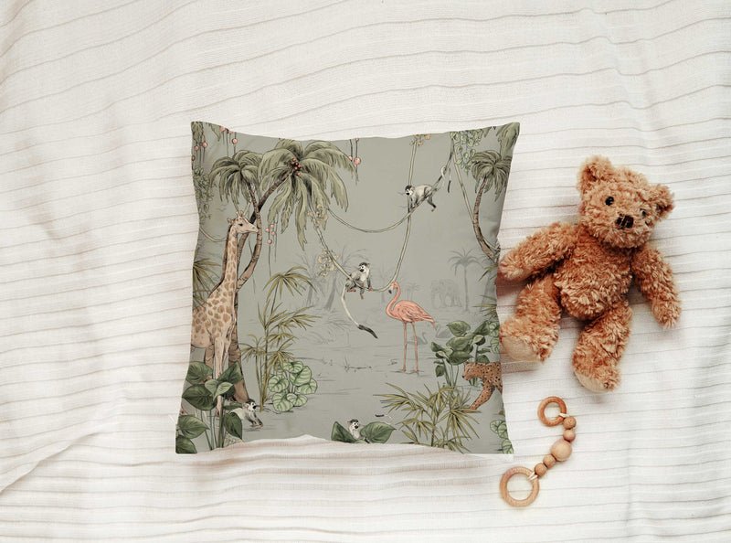 Coussin d'intérieur - JUNGLE JAZZ menthe poussiéreuse