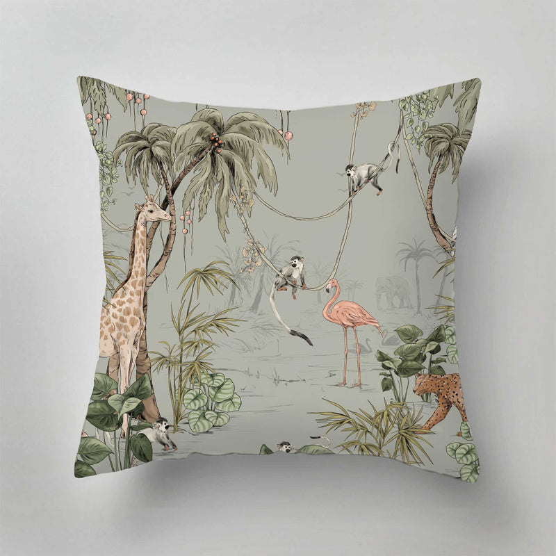 Coussin d'intérieur - JUNGLE JAZZ menthe poussiéreuse