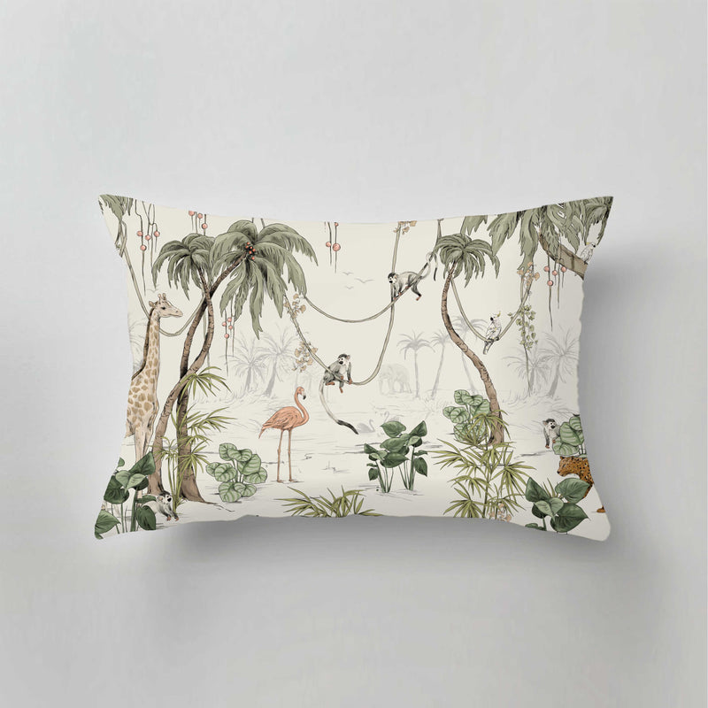 Coussin d'intérieur - JUNGLE JAZZ blanc cassé