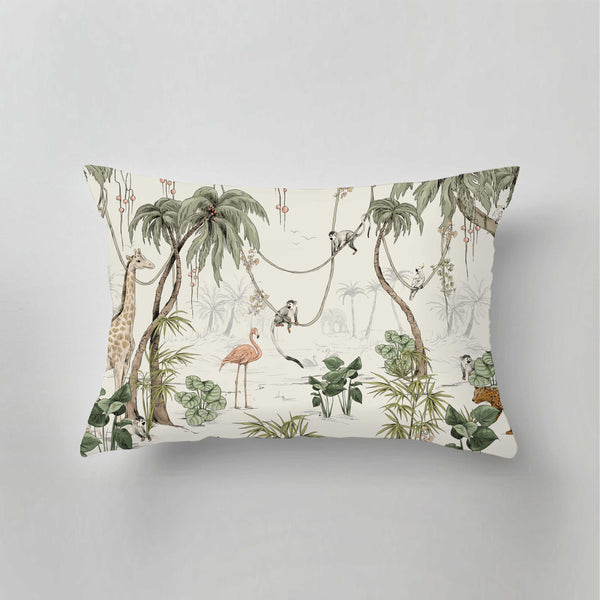 Coussin d'extérieur - JUNGLE JAZZ blanc cassé