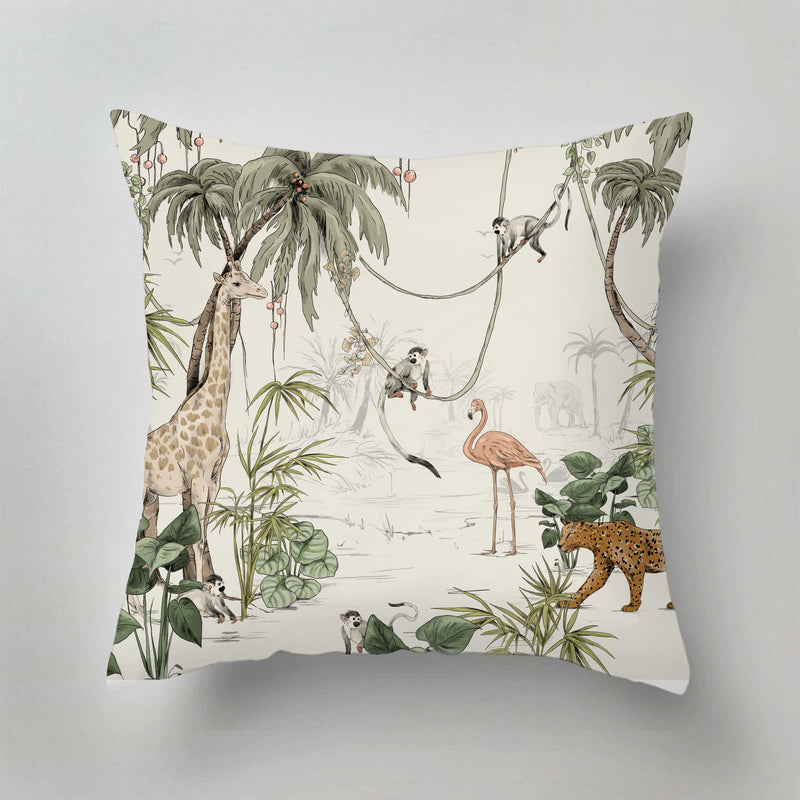 Coussin d'intérieur - JUNGLE JAZZ blanc cassé