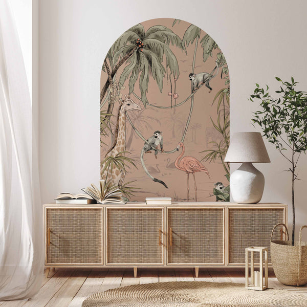 Peel and stick Arch Wallpaper Decal - JUNGLE JAZZ dusty blush