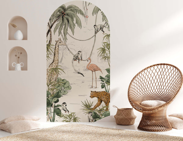 Arch Wallpaper Decal Jungle Jazz Off White 110x215cm - second chance