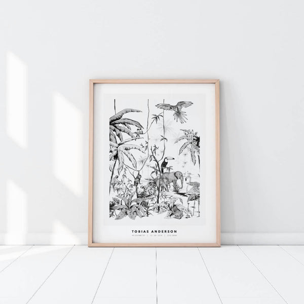 Personalisiertes Poster - Dschungel schwarz/weiß