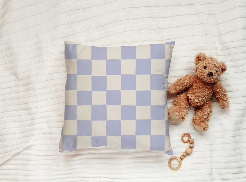 Indoor Pillow - Check Mate Light Blue