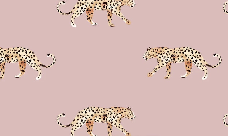 Leoparden-Tapete – LEOPARD – staubiges Rosa