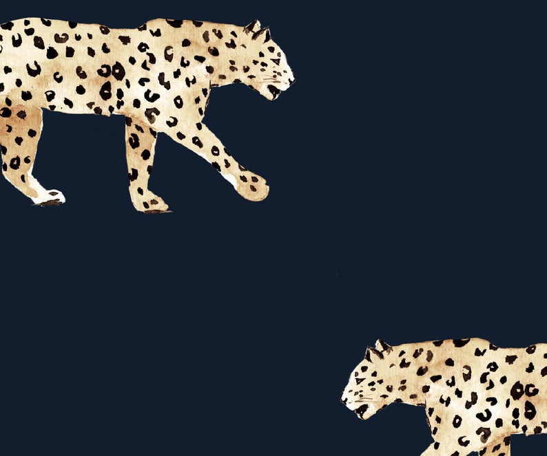 Papier Peint Léopard - LEOPARD - bleu marine