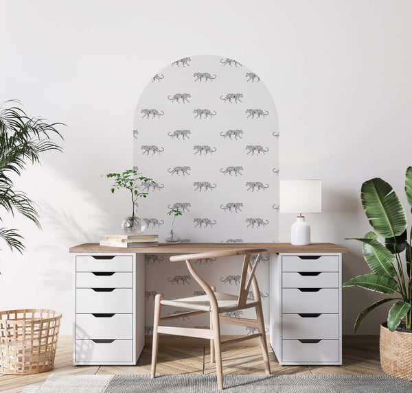 Peel and stick Arch Wallpaper Decal - Leopard Black/White