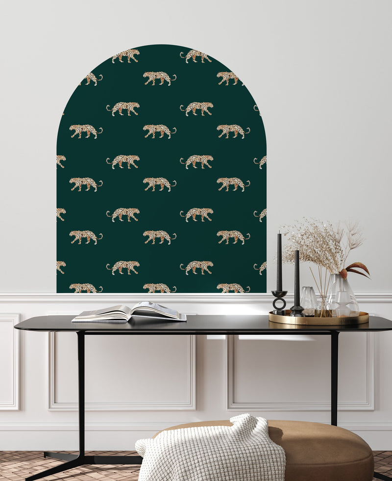 Peel and stick Arch Wallpaper Decal - Leopard green