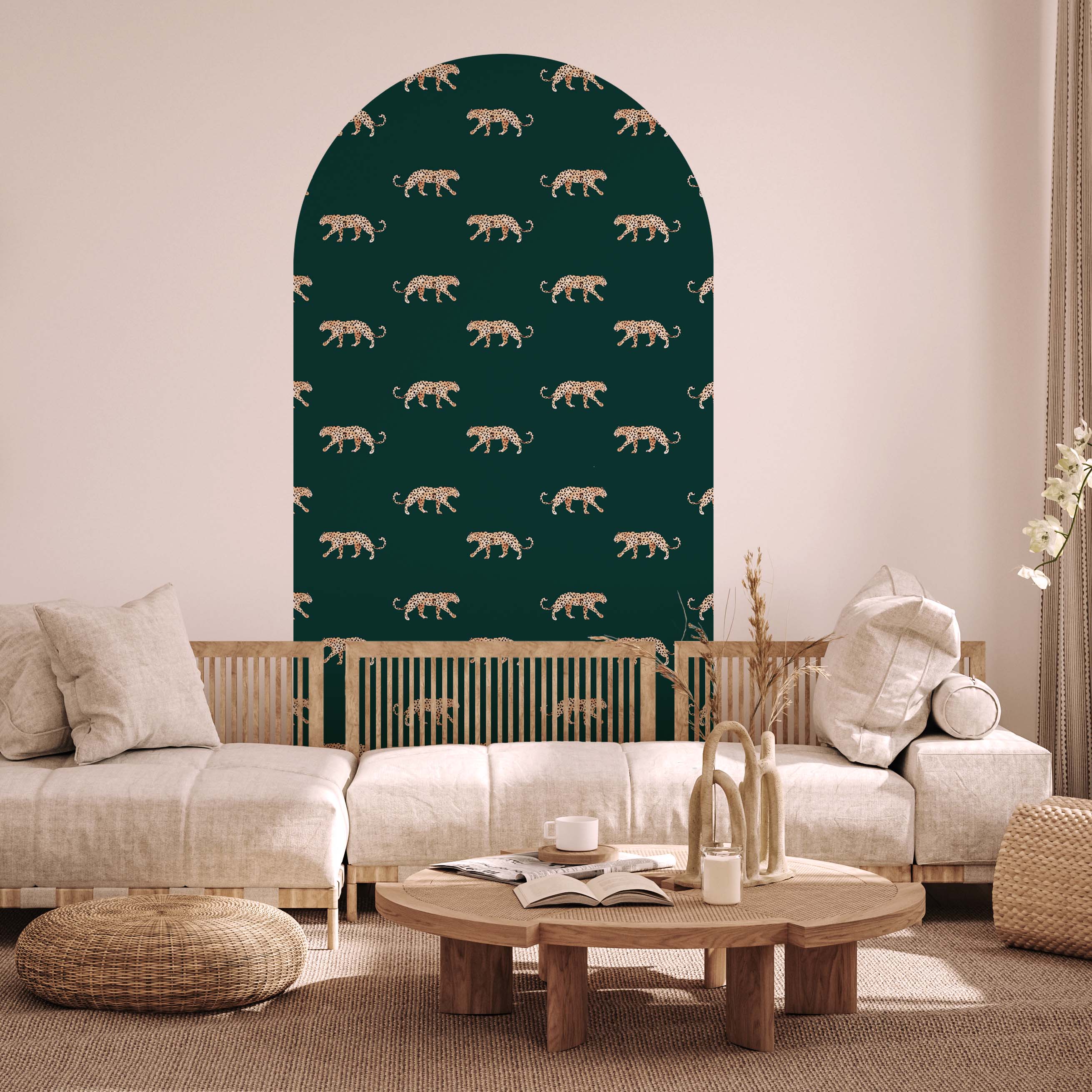 Peel and stick Arch Wallpaper Decal Leopard green Weelink Design