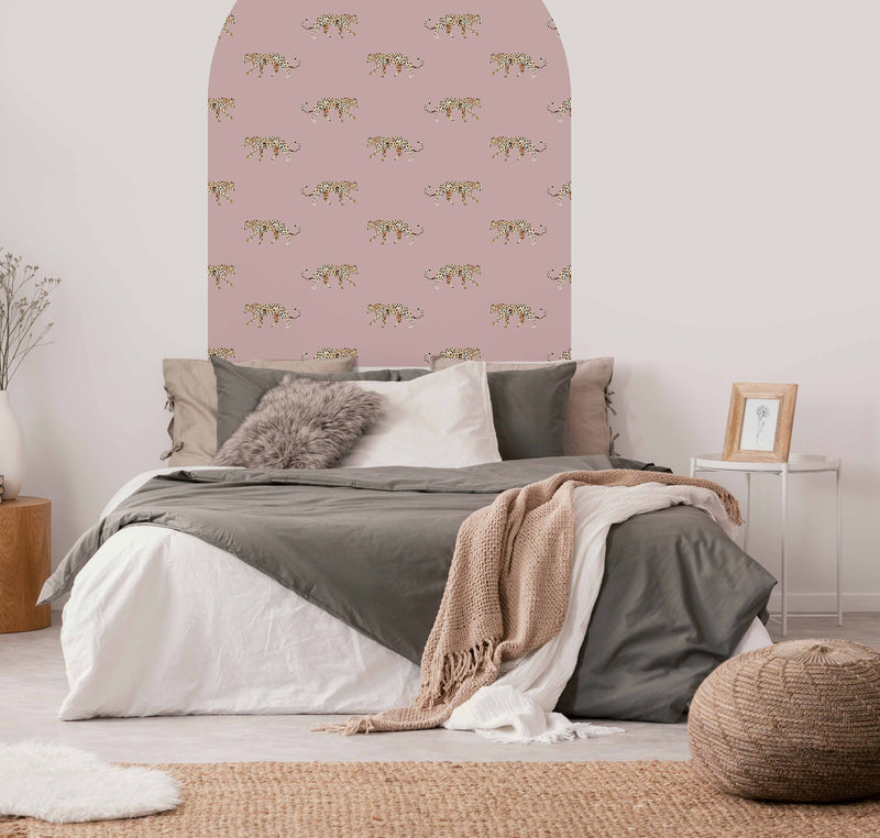 Zelfklevende behang boog sticker - Leopard Pink