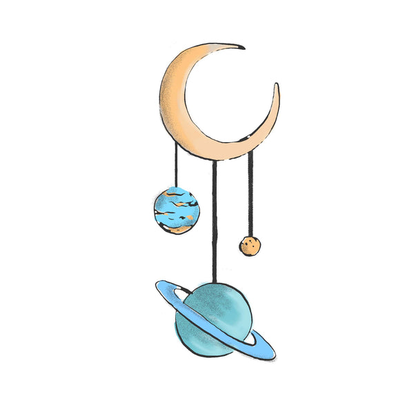 Separate Wall Sticker - Moon Planets