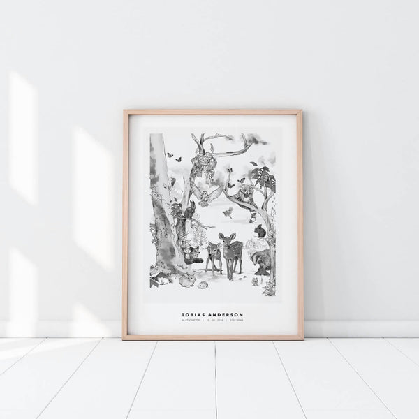 Gepersonaliseerde Poster - Magical Forest zwart/wit