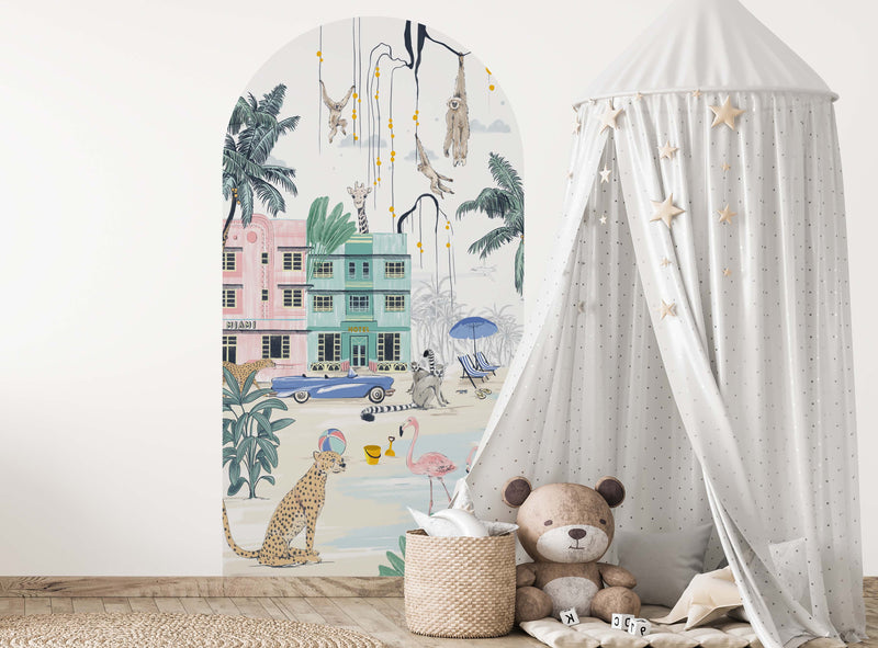 Peel and stick Arch Wallpaper Decal - Miami Beach
