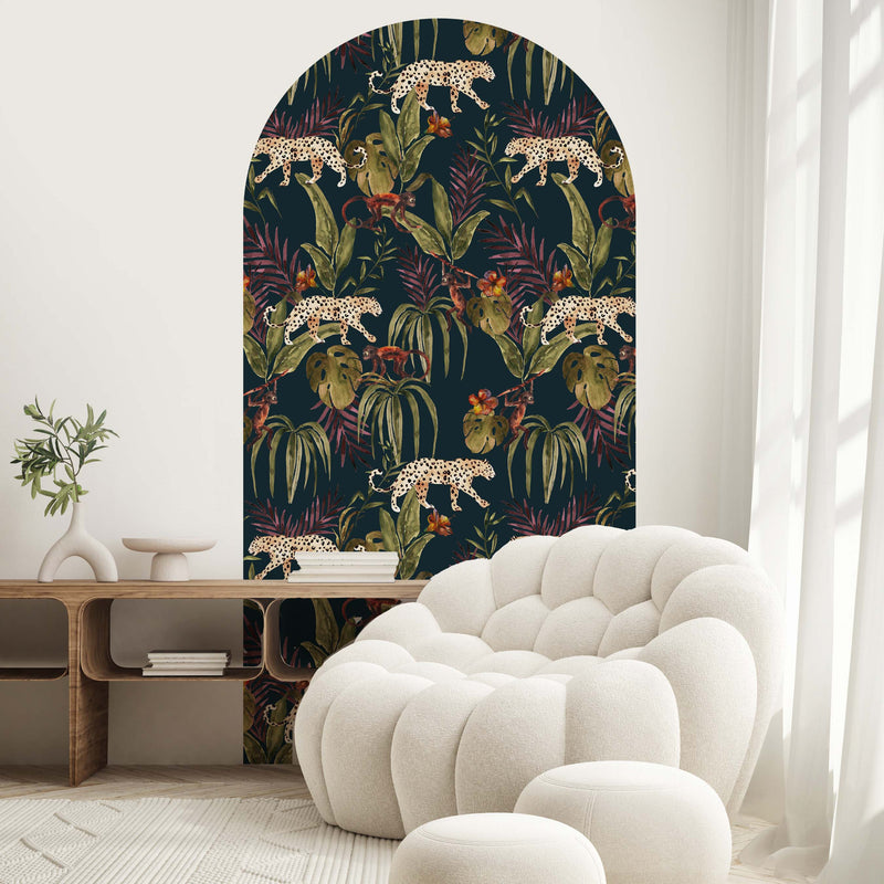 Peel and stick Arch Wallpaper Decal - Monkey Business Dark
