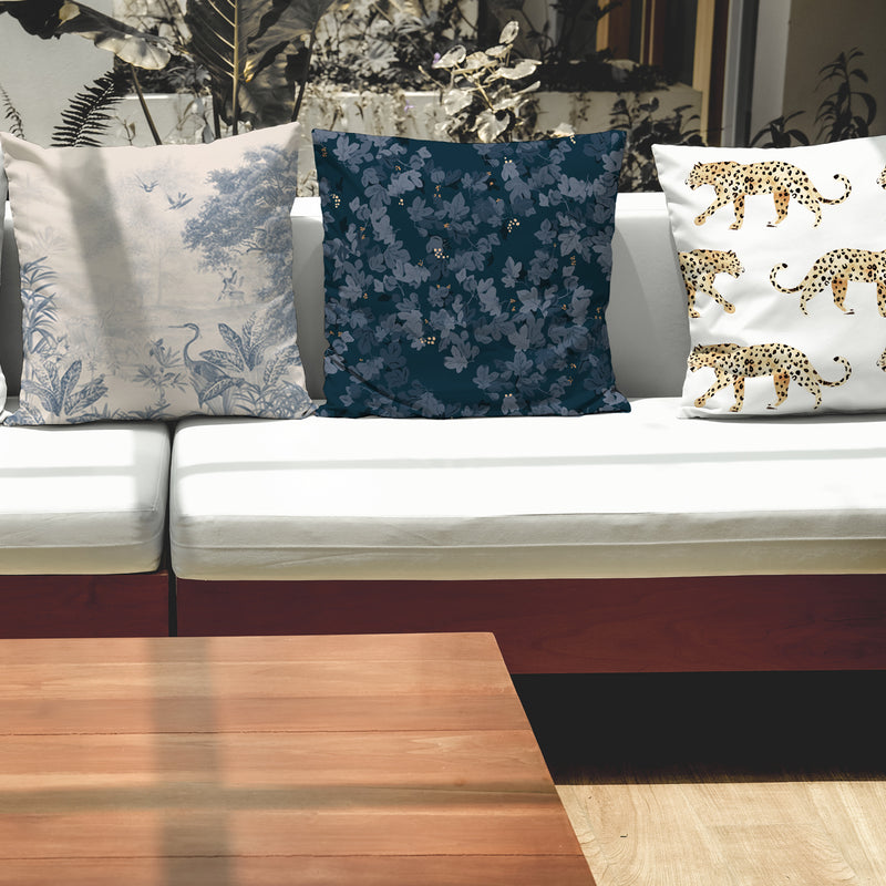 Outdoor Pillow - Scenic Landscape Tonal Blue