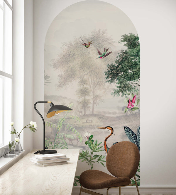 Peel and stick Arch Wallpaper Decal - Scenic Landscape off white