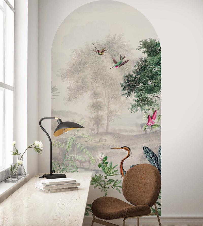 Peel and stick Arch Wallpaper Decal - Scenic Landscape off white