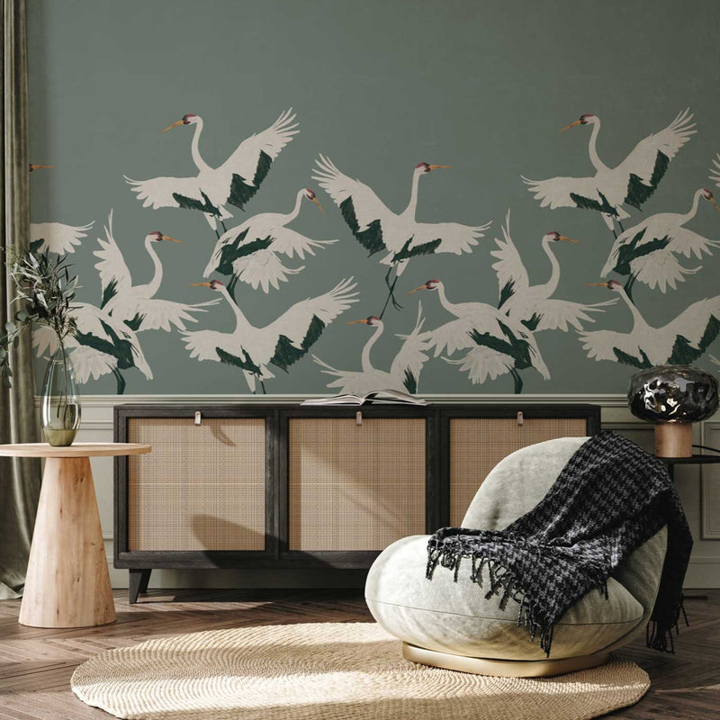 Bird Wallpaper STORK Teal