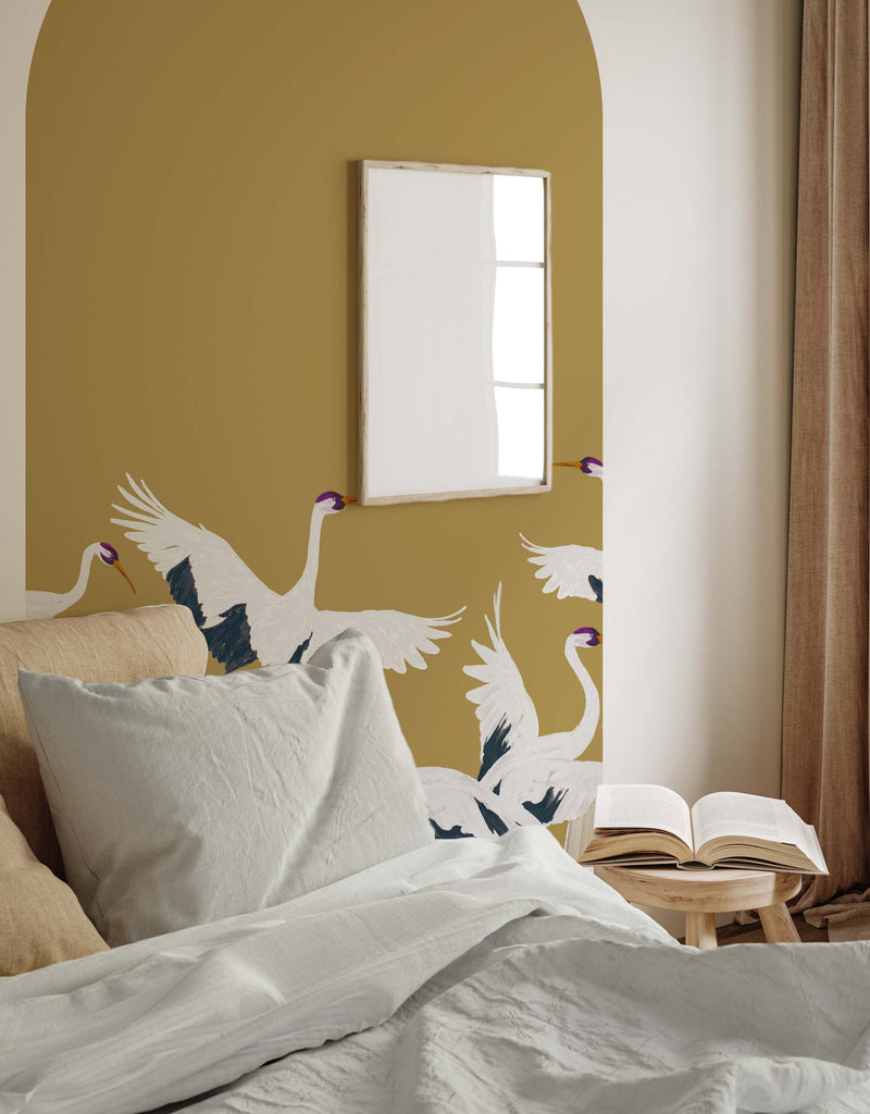 Zelfklevende behang boog sticker - Stork Gold