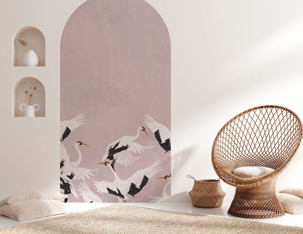 Zelfklevende behang boog sticker - Stork Pink