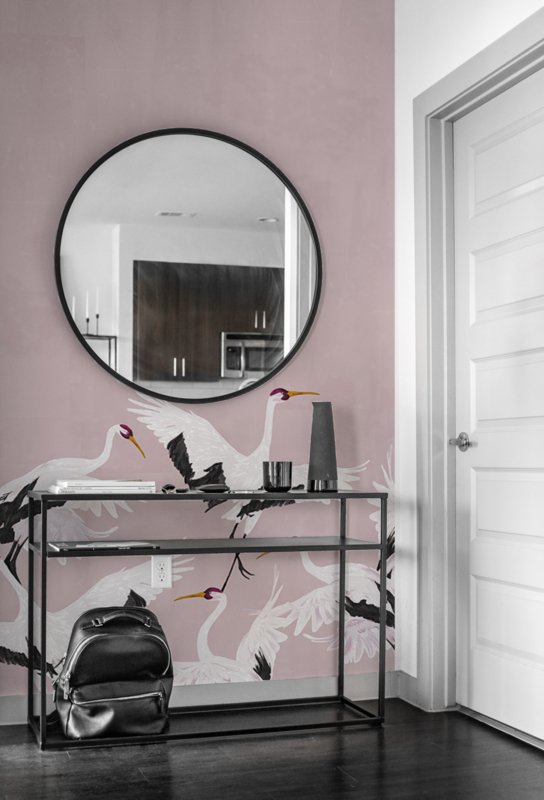 Vogel Behang - Wandgrote afbeelding - STORK pink
